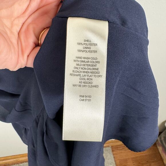 Eliza J Dress Womens Size 4 Tiered Popover Halter Navy Blue Flouncy Sleeveless - Picture 5 of 9